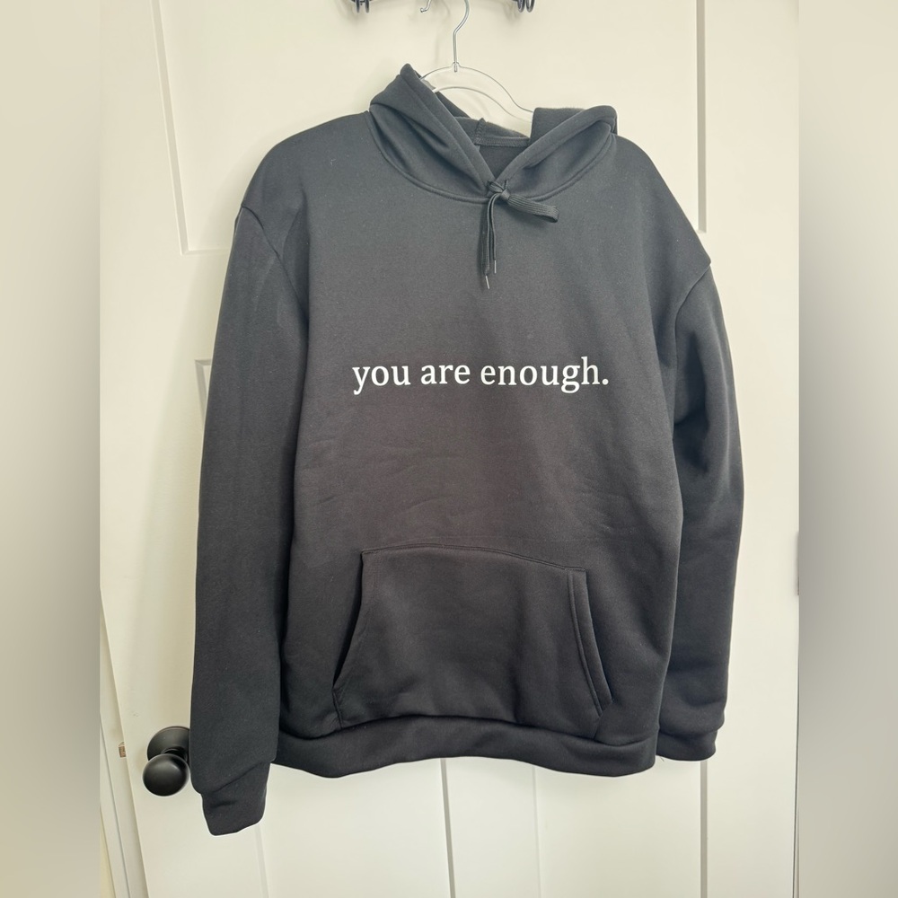Men’s Black Hoodie with Inspirational Text XL New without Tags
